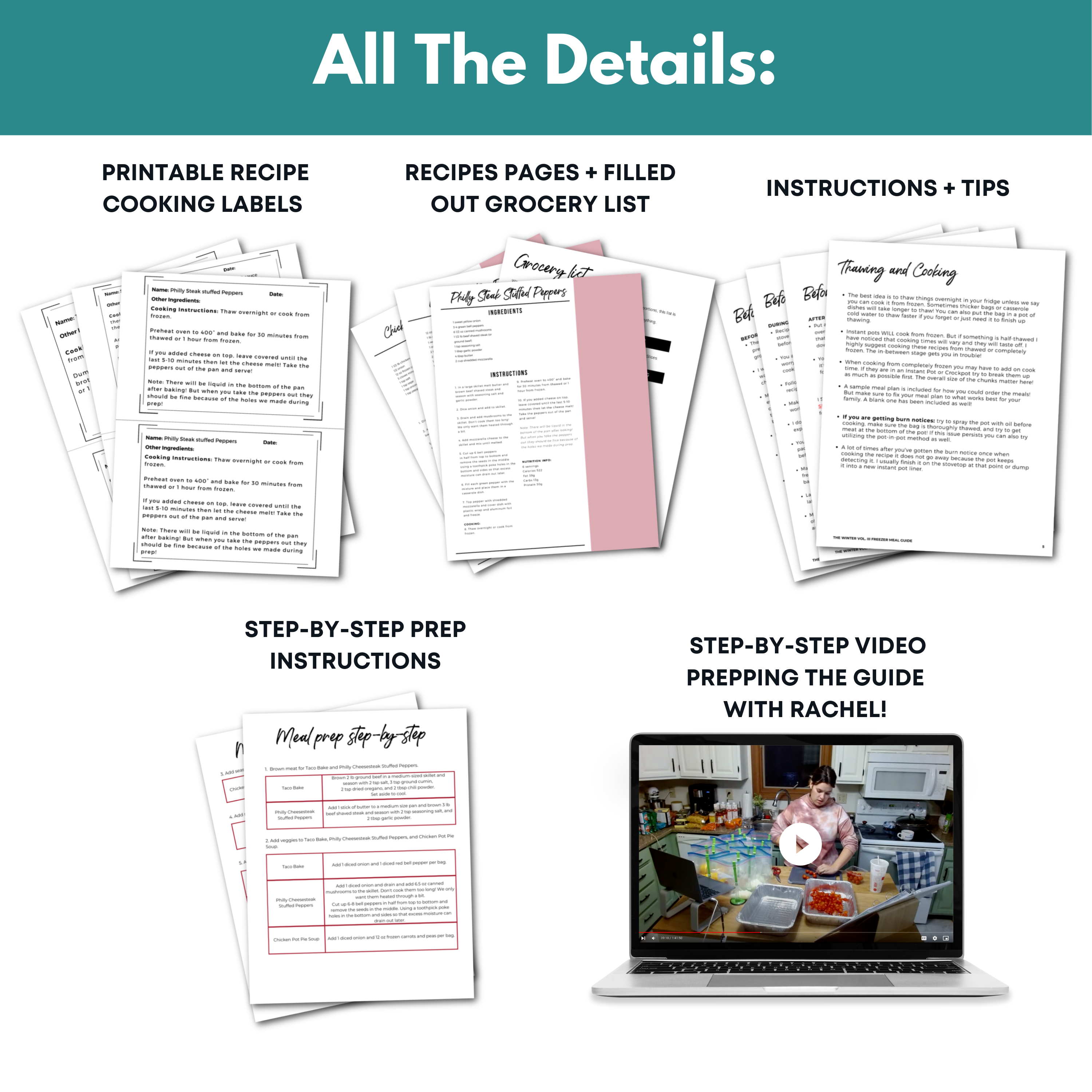 Low Carb Dinners Vol. III Mini Freezer Prep Guide (With Prep Video)