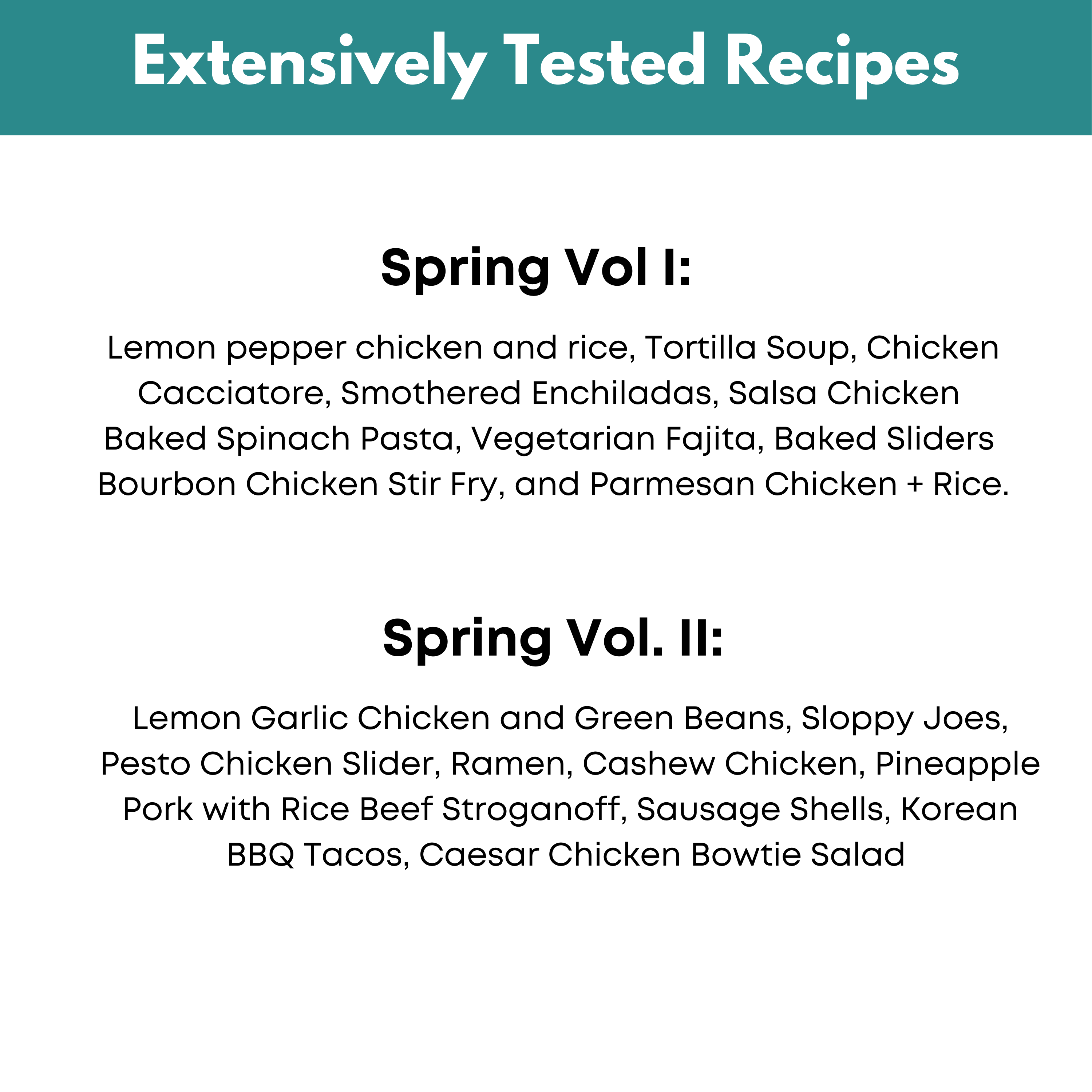 Spring Freezer Meal Guide Volume I & II Bundle