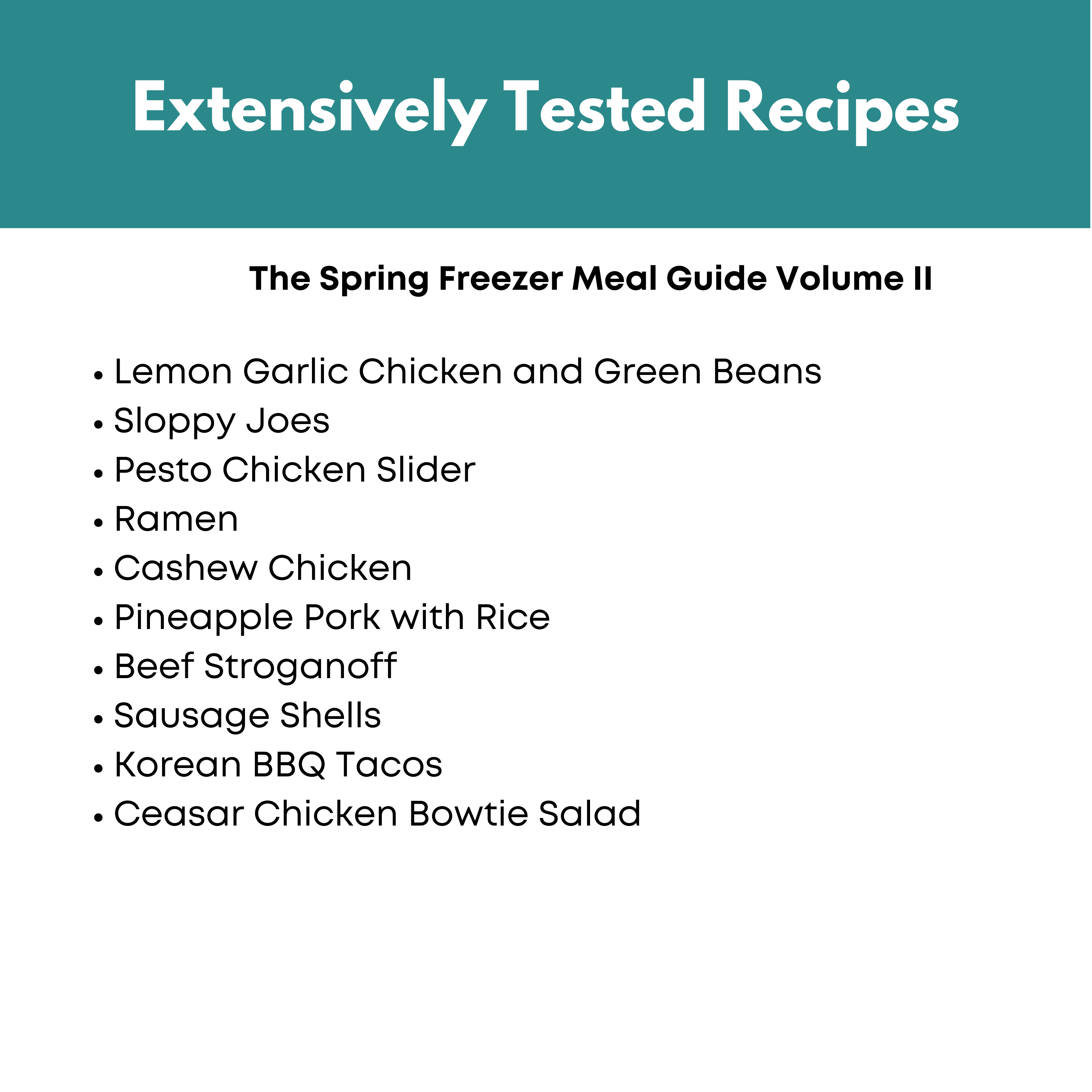 Spring Freezer Meal Guide Vol. II