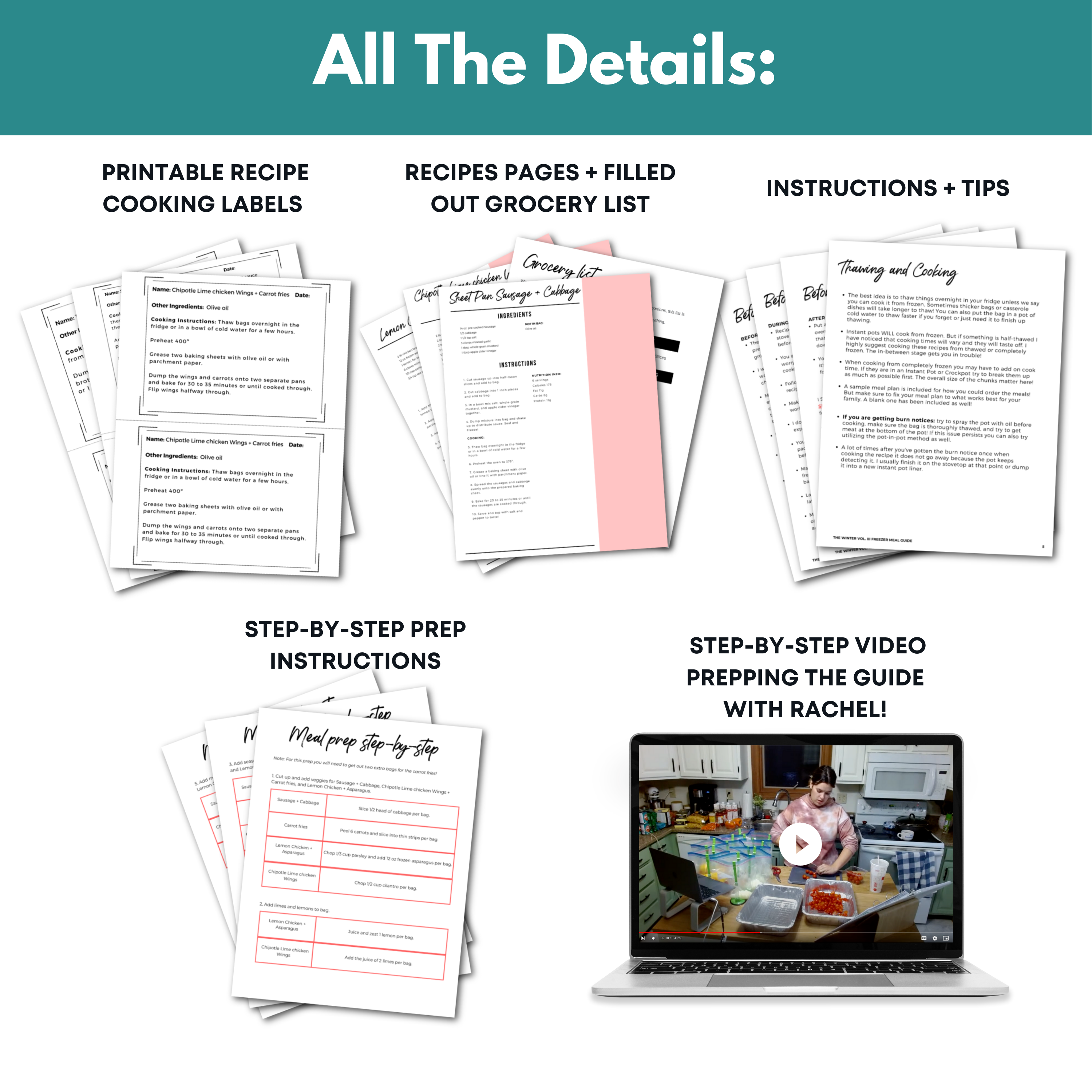 Low Carb Dinners Vol. II Mini Freezer Prep Guide (With Prep Video)