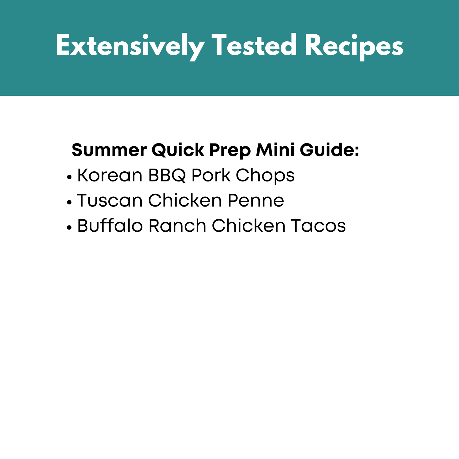 Summer Quick Prep Mini Freezer Meal Guide