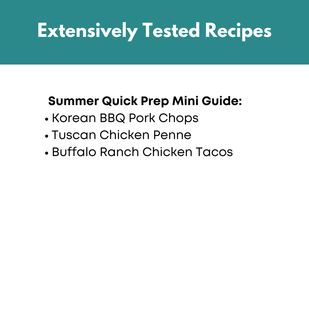Summer Quick Prep Mini Freezer Meal Guide