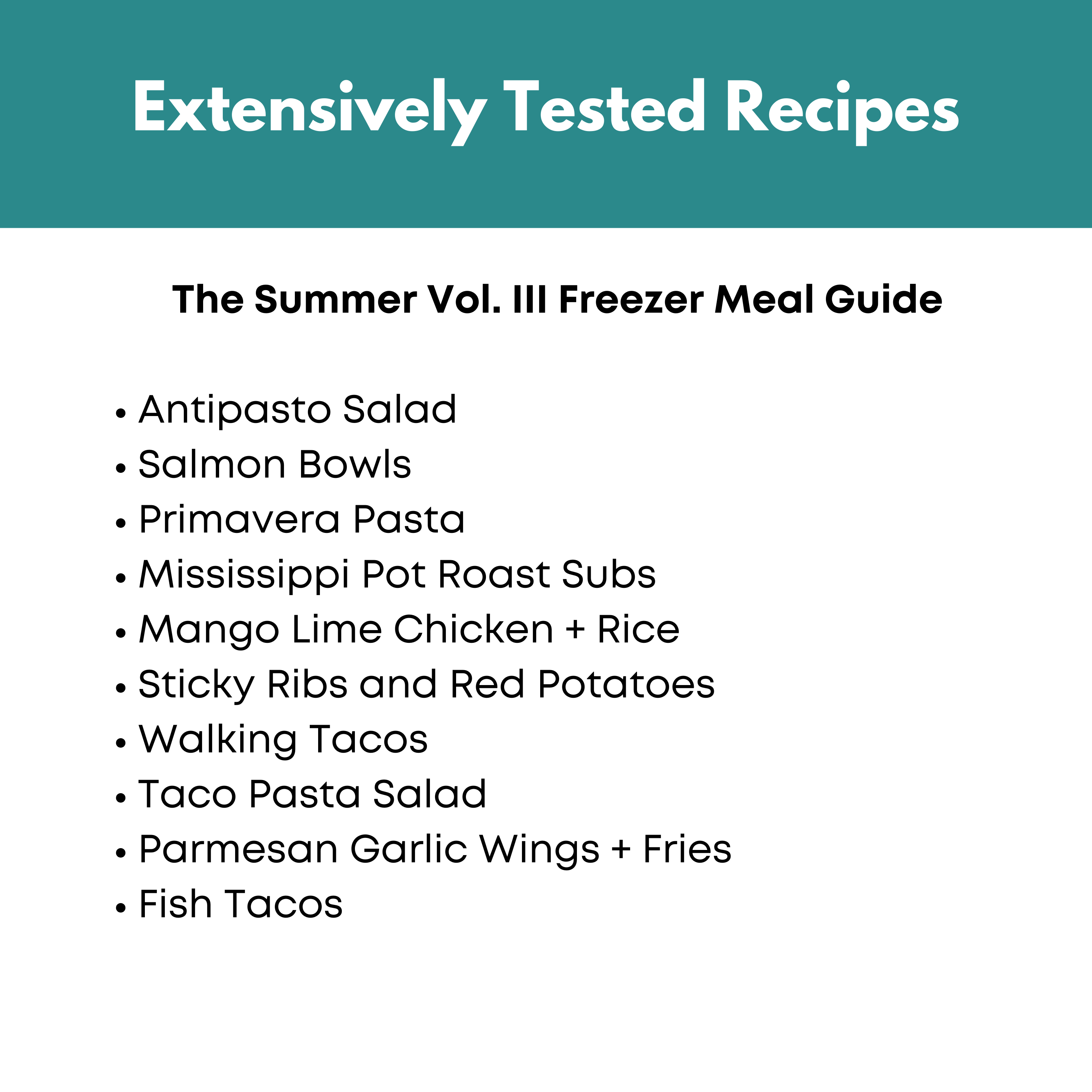 Summer Vol. III Freezer Meal Guide: Dump Meal Edition