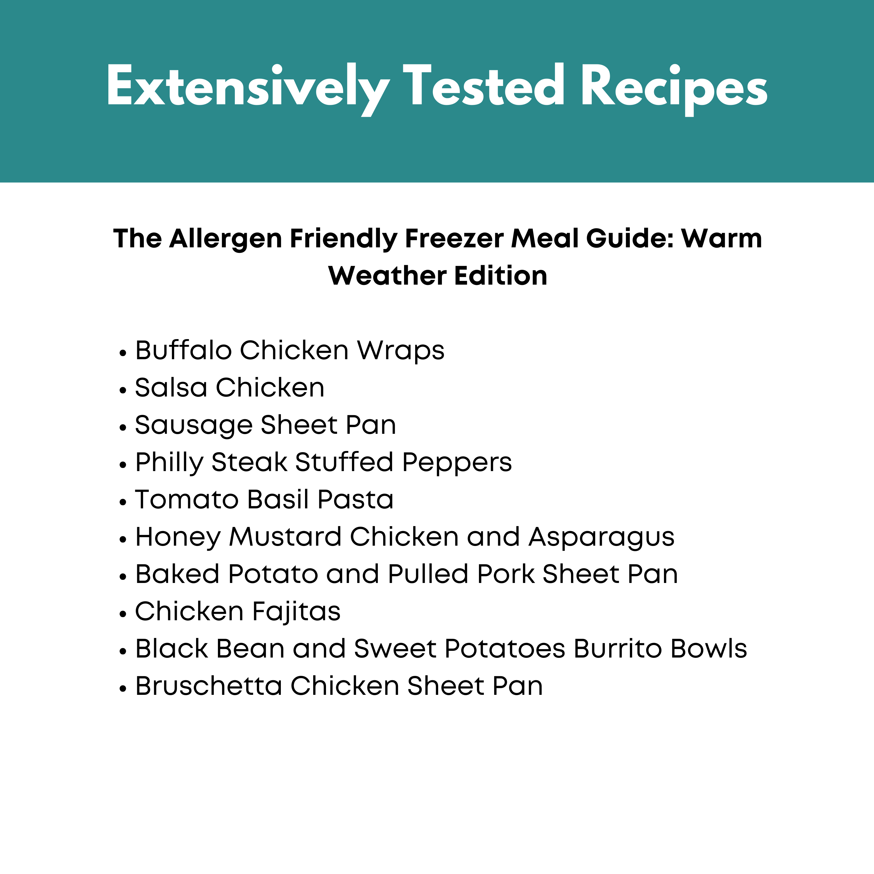 Allergen Friendly Freezer Meal Guide: Warm Weather Edition