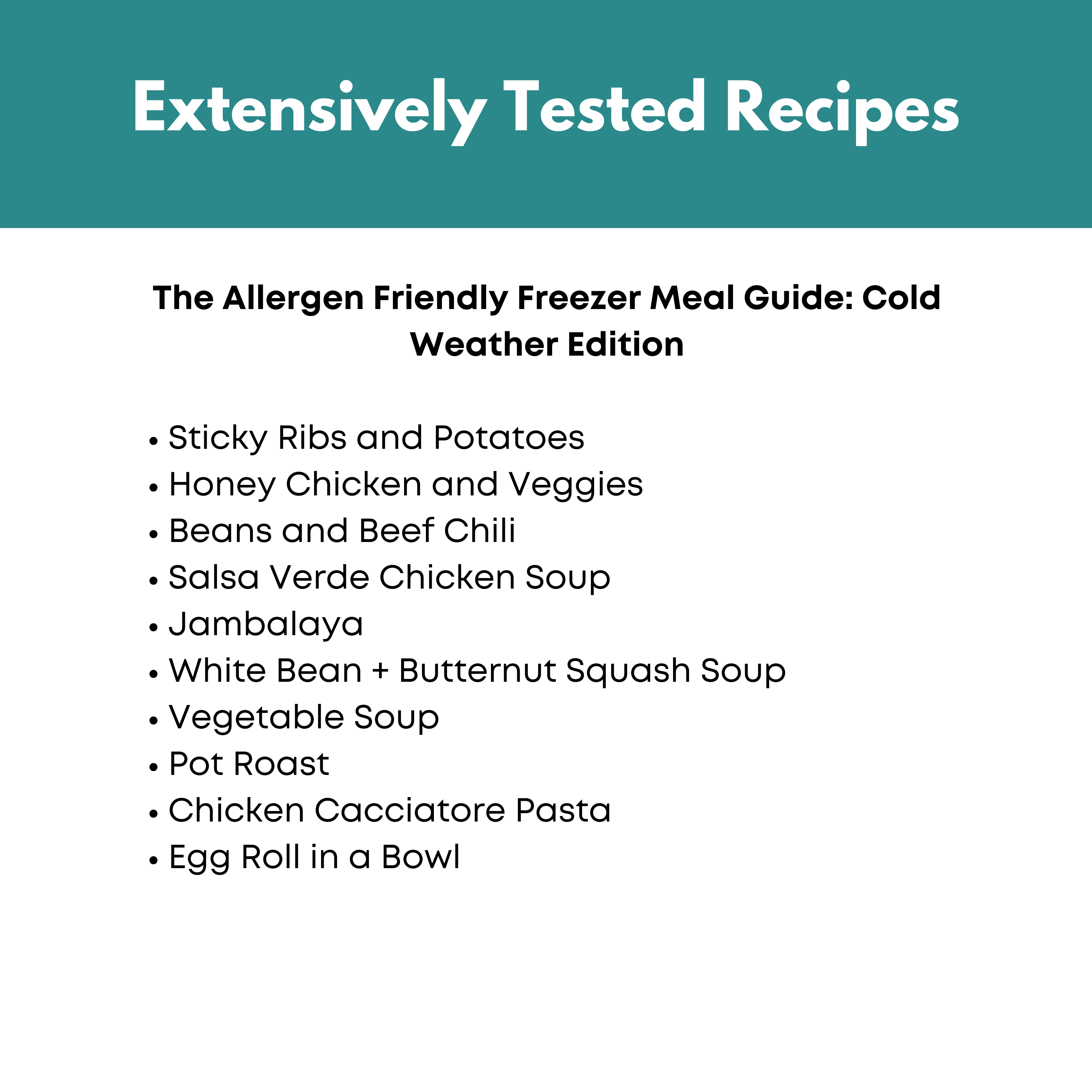 Allergen Friendly Freezer Meal Guide: Cold Weather Edition