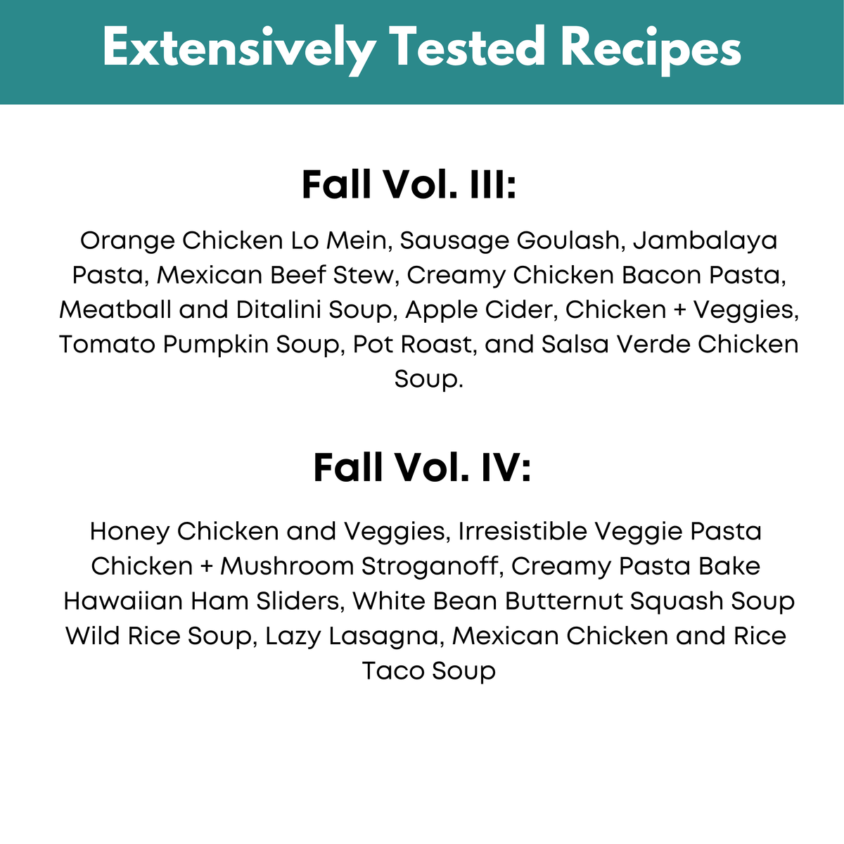 Fall Vol. III &amp; Vol. IV Freezer Meal Guide Bundle