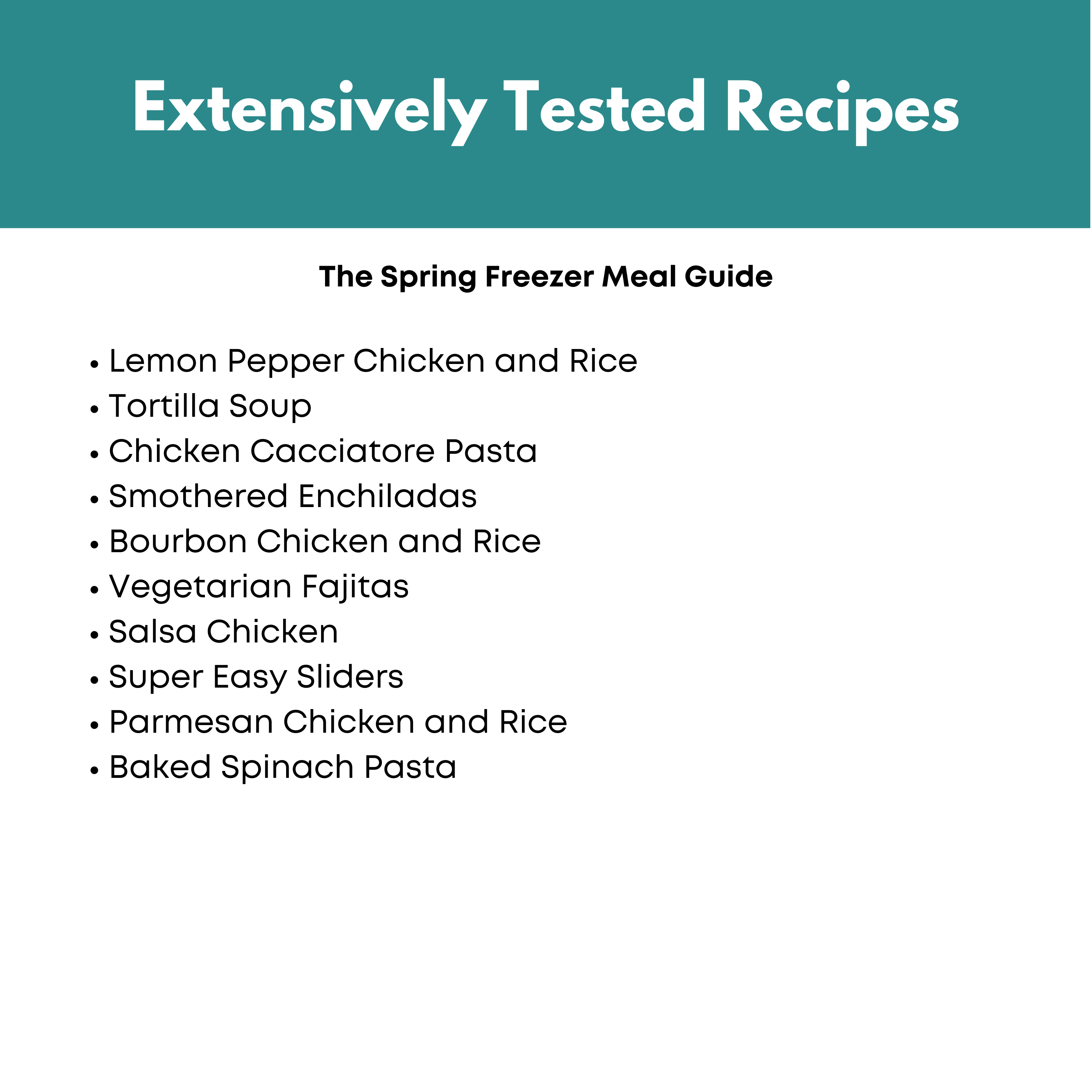 Spring Freezer Meal Guide